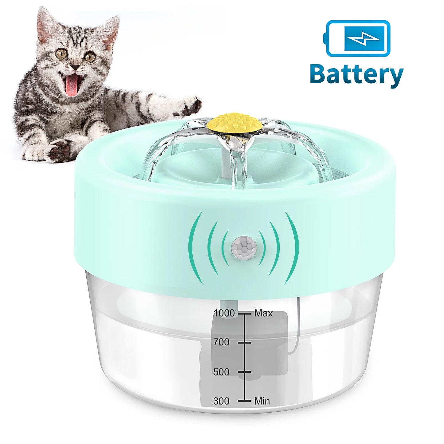 Blue Cat Water Fountain, Automatic Pet Drinking Fountain (35 Oz)