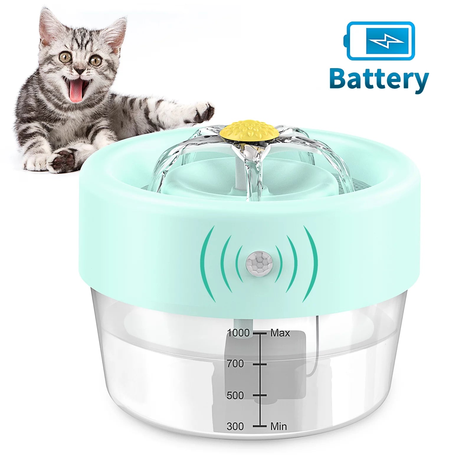 Blue Cat Water Fountain, Automatic Pet Drinking Fountain (35 Oz)