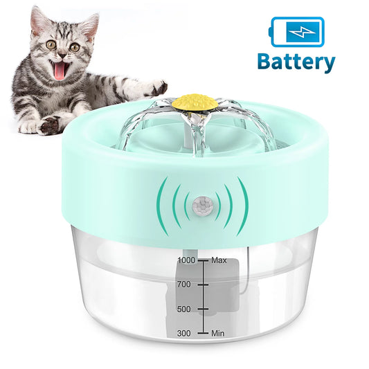 Blue Cat Water Fountain, Automatic Pet Drinking Fountain (35 Oz)