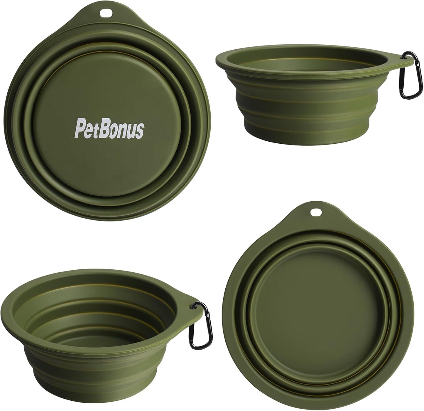 Food And Water Collapsible Feeding Cups For Dogs And Cats (Army Green, Blue)
