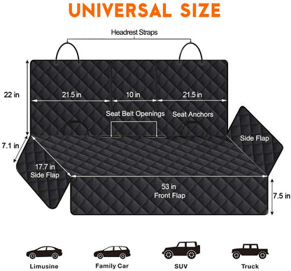 Rear Dog Car Seat Cover – Waterproof & Non-Slip (Black)