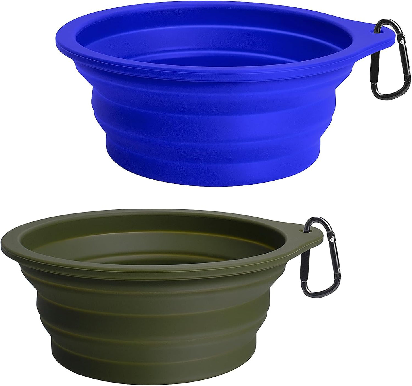 Food And Water Collapsible Feeding Cups For Dogs And Cats (Army Green, Blue)