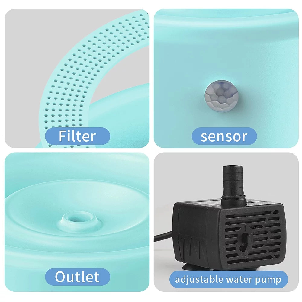 Blue Cat Water Fountain, Automatic Pet Drinking Fountain (35 Oz)