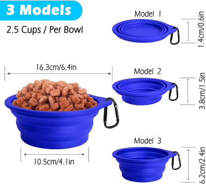 Food And Water Collapsible Feeding Cups For Dogs And Cats (Army Green, Blue)