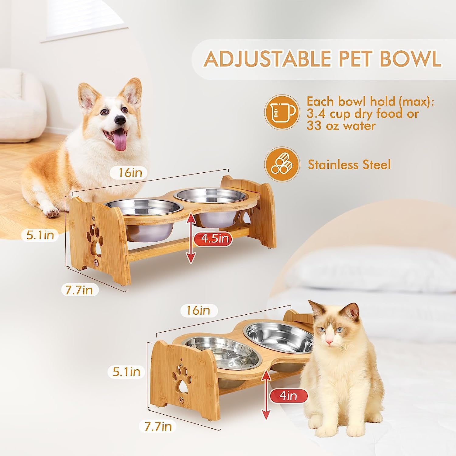 Elevated Dog Bowls for Cats and Dogs
