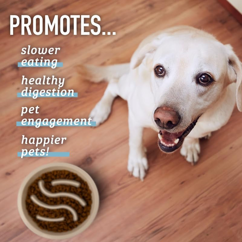 Slow Feeder Dog Bowls (2 Cup) Puzzle Dog Food Bowl - Fits into Elevated Pet Feeders - Slow Eating For Any Dog