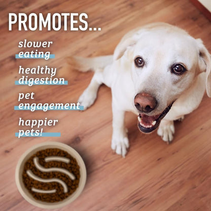Slow Feeder Dog Bowls (2 Cup) Puzzle Dog Food Bowl - Fits into Elevated Pet Feeders - Slow Eating For Any Dog
