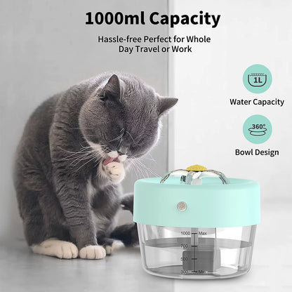 Blue Cat Water Fountain, Automatic Pet Drinking Fountain (35 Oz)