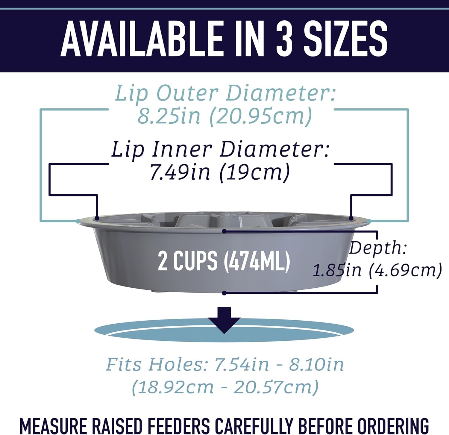 Slow Feeder Dog Bowls (2 Cup) Puzzle Dog Food Bowl - Fits into Elevated Pet Feeders - Slow Eating For Any Dog